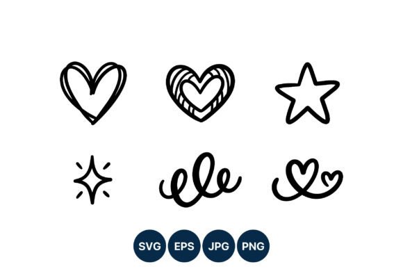 Download Hand Drawn Hearts Stars Swirls Vector - Drawn Collection