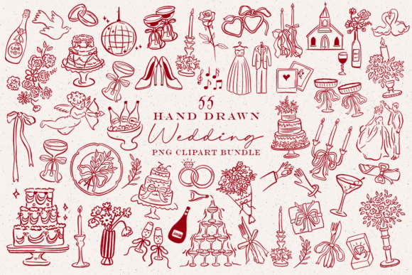 Download Hand Drawn Wedding PNG Clipart Bundle - Drawn Collection